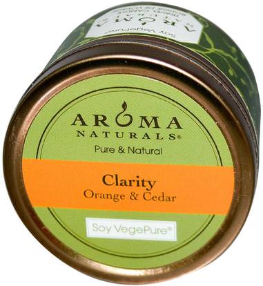 Aroma Naturals, Soy VegePure, Clarity, Travel Candle, Orange & Cedar, 2.8 oz (79.38 g) ,حمام، الجمال، الشمعات