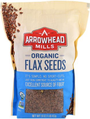 Arrowhead Mills, Organic Flax Seeds, 16 oz (453 g) ,المكملات الغذائية، بذور الكتان، بذور الحبوب المكسرات