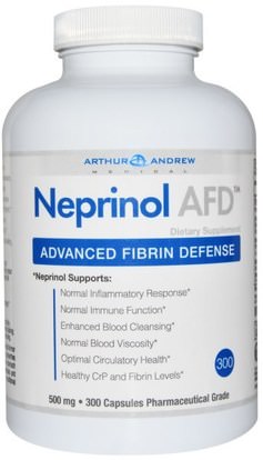 Arthur Andrew Medical, Neprinol AFD, Advanced Fibrin Defense, 500 mg, 300 Capsules ,neprinol