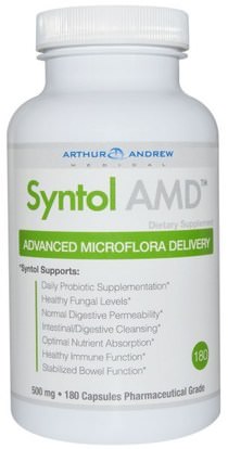 Arthur Andrew Medical, Syntol AMD, Advanced Microflora Delivery, 500 mg, 180 Capsules ,المكملات الغذائية، الإنزيمات، أرثر أندرو سينتول الطبية أمد، الإنزيمات بروتين