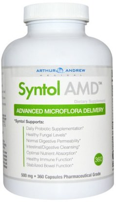 Arthur Andrew Medical, Syntol AMD, Advanced Microflora Delivery, 500 mg, 360 Capsules ,المكملات الغذائية، الإنزيمات، أرثر أندرو سينتول الطبية أمد، سيرابيبتاس