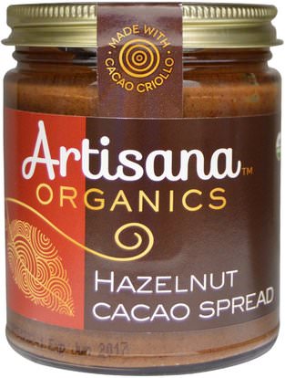 Artisana, Organics, Hazelnut Cacao Spread, 8 oz (227 g) ,الطعام، زبدة الجوز، زبدة البندق