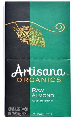 Artisana, Organics, Raw Almond Nut Butter, 10 Packets, 1.06 oz (30.05 g) Each ,الغذاء، زبدة الجوز، زبدة اللوز، أرتيسانا زبدة الجوز