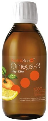 Ascenta, NutraSea, High DHA Omega-3, Juicy Citrus Flavor, 6.8 fl oz (200 ml) ,المكملات الغذائية، إيفا أوميجا 3 6 9 (إيبا دا)، دا، أسنتا نوتراسيا