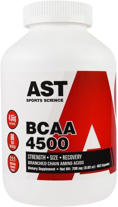 AST Sports Science, BCAA 4500, 462 Capsules ,المكملات الغذائية، والأحماض الأمينية، بكا (متفرعة سلسلة الأحماض الأمينية)