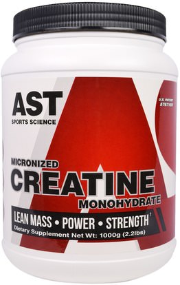 AST Sports Science, Micronized Creatine Monohydrate, 2.2 lbs (1000 g) ,والرياضة، ومسحوق الكرياتين