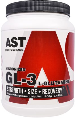 AST Sports Science, Micronized GL-3, L-Glutamine, 2.65 lbs (1200 g) ,المكملات الغذائية، والأحماض الأمينية، ل الجلوتامين، ل مسحوق الجلوتامين