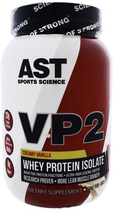 AST Sports Science, VP2, Whey Protein Isolate, Creamy Vanilla, 2.12 lbs (960 g) ,المكملات الغذائية، بروتين مصل اللبن