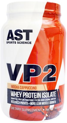 AST Sports Science, VP2, Whey Protein Isolate, Mocha Cappuccino, 2.12 lbs (960 g) ,المكملات الغذائية، بروتين مصل اللبن، تجريب