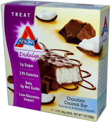 Atkins, Endulge, Chocolate Coconut Bar, 5 Bars, 1.4 oz (40 g) Each ,dieet