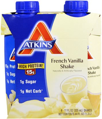 Atkins, French Vanilla Shake, 4 Shakes, 11 fl oz (325 ml) Each ,dieet