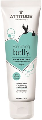 ATTITUDE, Blooming Belly, Natural Bubble Bath, Argan, 8 fl oz (240 ml) ,حمام، الجمال، أرجان، حمم، حمام الفقاعة