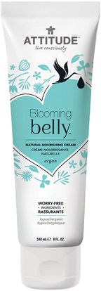 ATTITUDE, Blooming Belly, Natural Nourishing Cream, Argan, 8 fl oz (240 ml) ,الجمال، العناية بالوجه، الكريمات المستحضرات، الأمصال