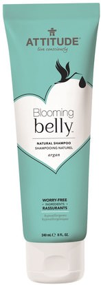 ATTITUDE, Blooming Belly, Natural Shampoo, Argan, 8 fl oz (240 ml) ,حمام، الجمال، شامبو أرغان، الشعر، فروة الرأس، الشامبو، مكيف
