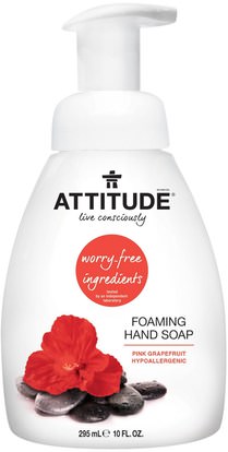 ATTITUDE, Foaming Hand Soap, Pink Grapefruit, 10 fl oz (295 ml) ,حمام، الجمال، الصابون