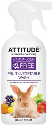 ATTITUDE, Fruit & Vegetable Wash, 27.1 fl oz (800 ml) ,المنزل، المنظفات المنزلية، المنزلية