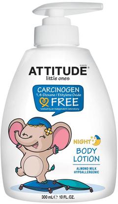 ATTITUDE, Little Ones, Body Lotion, Night, Almond Milk, 10 fl oz (300 ml) ,حمام، الجمال، غسول الجسم، إمرأة، لوسيون