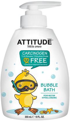 ATTITUDE, Little Ones, Bubble Bath, Pear Nectar, 10 fl oz (300 ml) ,حمام، الجمال، حمام الفقاعة، الأطفال، حمام الفقاعة