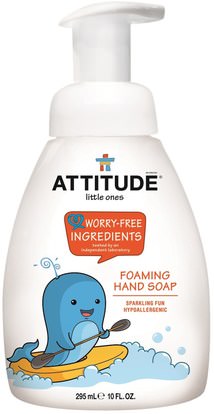 ATTITUDE, Little Ones, Foaming Hand Soap, 10 fl oz (295 ml) ,حمام، الجمال، العناية بالجسم، صحة الطفل، الطفل & أطفال المنتجات