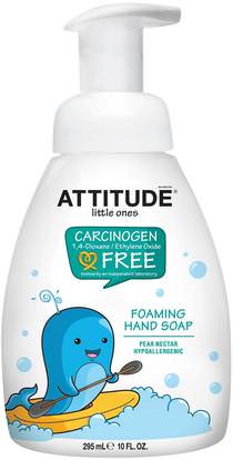 ATTITUDE, Little Ones, Foaming Hand Soap, Pear Nectar, 10 fl oz (295 ml) ,صحة الأطفال، حمام أطفال، صابون للأطفال