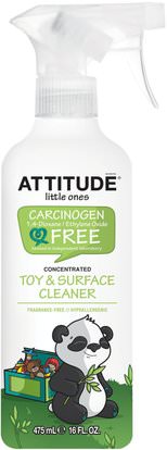 ATTITUDE, Little Ones, Toy & Surface Cleaner, Concentrated, Fragrance Free, 16 fl oz (475 ml) ,وصحة الأطفال، وتنظيف الأطفال والرضع، والأسرة