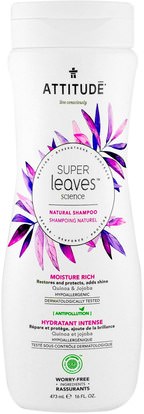 ATTITUDE, Super Leaves Science, Natural Shampoo, Moisture Rich, Quinoa & Jojoba, 16 oz (473 ml) ,حمام، الجمال، الشعر، فروة الرأس، الشامبو، مكيف