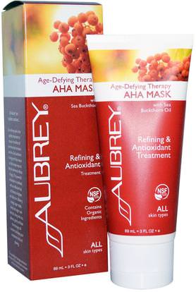 Aubrey Organics, Age-Defying Therapy AHA Mask, All Skin Types, 3 fl oz (89 ml) ,الصحة، الجلد، العناية بالوجه
