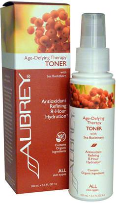 Aubrey Organics, Age-Defying Therapy Toner, All Skin Types, 3.4 fl oz (100 ml) ,الجمال، أحبار الوجه، الجلد