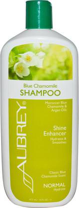 Aubrey Organics, Blue Chamomile Shampoo, Classic Blue Chamomile Scent, Normal, 16 fl oz (473 ml) ,حمام، الجمال، دقة بالغة، فروة الرأس، الشامبو