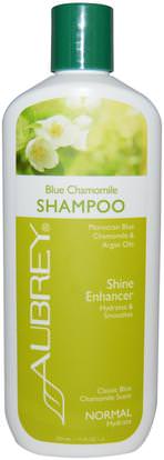 Aubrey Organics, Blue Chamomile Shampoo, Shine Enhancer, Normal, 11 fl oz (325 ml) ,حمام، الجمال، دقة بالغة، فروة الرأس، الشامبو