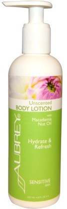 Aubrey Organics, Body Lotion with Macadamia Nut Oil, Unscented, 8 fl oz (237 ml) ,حمام، الجمال، غسول الجسم
