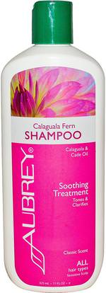 Aubrey Organics, Calaguala Fern Shampoo, Soothing Treatment, All Hair Types, 11 fl oz (325 ml) ,حمام، الجمال، دقة بالغة، فروة الرأس، الشامبو