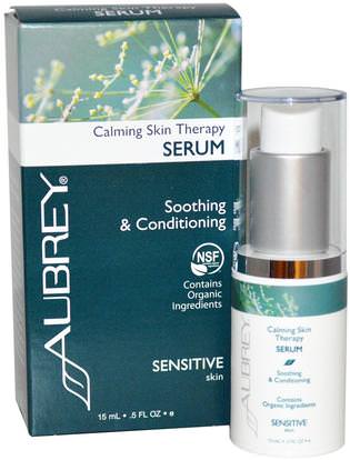 Aubrey Organics, Calming Skin Therapy Serum.5 fl oz (15 ml) ,الصحة، الجلد المصل، الجمال، العناية بالوجه، نوع الجلد الوردية، البشرة الحساسة