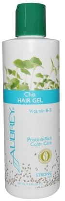 Aubrey Organics, Chia Hair Gel, Strong Hold, 8 fl oz (237 ml) ,حمام، الجمال، تصفيف الشعر هلام، حمام أوميغا