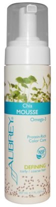 Aubrey Organics, Chia Mousse, Defining, Curly / Coarse Hair, 7 fl oz (207 ml) ,حمام، الجمال، تصفيف الشعر هلام