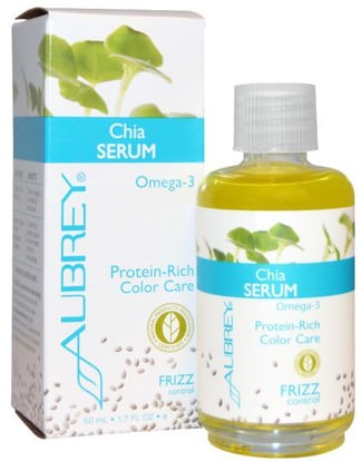 Aubrey Organics, Chia Serum, Frizz Control, 1.7 fl oz (50 ml) ,حمام، الجمال، تصفيف الشعر هلام، حمام أوميغا