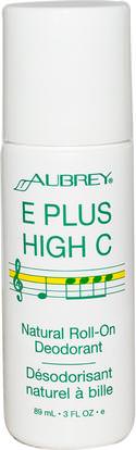 Aubrey Organics, E Plus High C, Natural Roll-On Deodorant, 3 fl oz (89 ml) ,حمام، الجمال، مزيل العرق، لفة-- على مزيل العرق