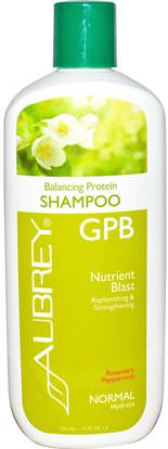 Aubrey Organics, GPB Balancing Protein Shampoo, Rosemary Peppermint, Normal, 11 fl oz (325 ml) ,حمام، الجمال، دقة بالغة، فروة الرأس، الشامبو
