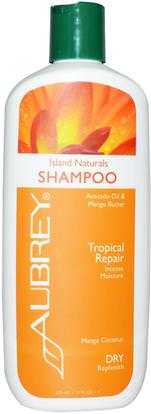 Aubrey Organics, Island Naturals Shampoo, Dry/Replenish, Mango Coconut, 11 fl oz (325 ml) ,حمام، الجمال، الشامبو، الشعر، فروة الرأس، مكيف