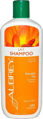 Aubrey Organics, J.A.Y. Shampoo, Keratin Fix, Dry/Replenish, 11 fl oz (325 ml) ,حمام، الجمال، دقة بالغة، فروة الرأس، الشامبو