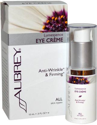 Aubrey Organics, Lumessence Eye Cream, All Skin Types.5 fl oz (15 ml) ,الجمال، العناية بالوجه، الكريمات المستحضرات، الأمصال، كريمات العين