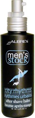 Aubrey Organics, Mens Stock, After Shave Balm, City Rhythms, 4 fl oz (118 ml) ,حمام، الجمال، الحلاقة، خلفي، حلق