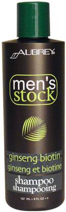 Aubrey Organics, Mens Stock, Shampoo, Ginseng Biotin, 8 fl oz (237 ml) ,حمام، الجمال، الشامبو، الشعر، فروة الرأس، رجل العناية بالشعر