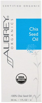 Aubrey Organics, Organic, Chia Seed Oil, 1 fl oz (30 ml) ,الجمال، العناية بالوجه، الكريمات المستحضرات، الأمصال
