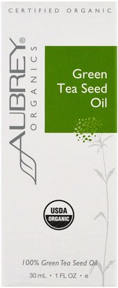 Aubrey Organics, Organic, Green Tea Seed Oil, 1 fl oz (30 ml) ,الصحة، المرأة، الجلد، الجمال، العناية بالوجه