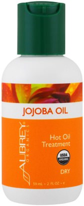 Aubrey Organics, Organic Jojoba Oil, 2 fl oz (59 ml) ,الصحة، الجلد، زيت الجوجوبا، حمام، الجمال، مكيفات