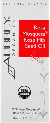 Aubrey Organics, Organic, Rosa Mosqueta Rose Hip Seed Oil, 1 fl oz (30 ml) ,الجمال، العناية بالوجه، الكريمات المستحضرات، الأمصال