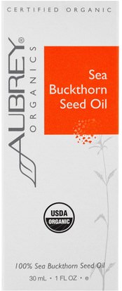 Aubrey Organics, Organic, Sea Buckthorn Seed Oil, 1 fl oz (30 ml) ,الجمال، العناية بالوجه، البحر النبق الجمال