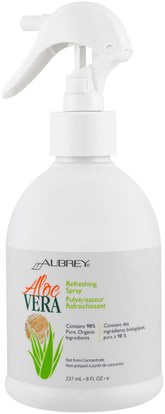 Aubrey Organics, Refreshing Spray, Aloe Vera, 8 fl oz (237 ml) ,الصحة، الجلد، الألوة فيرا غسول كريم هلام