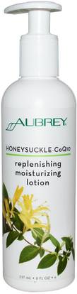 Aubrey Organics, Replenishing Moisturizing Lotion, Honeysuckle-CoQ10, 8 fl oz (237 ml) ,الصحة، الجلد، غسول الجسم